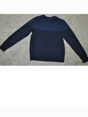 Apt 9 Sweater $56 Mens XL Blue 2 Tone Wool Blend Merino Crew Long Sleeves